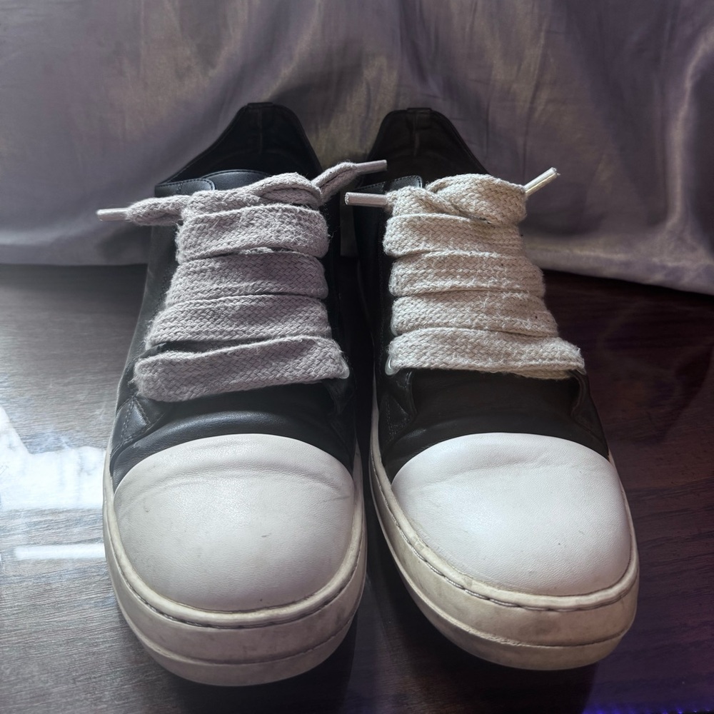 Rick Black and White Sneakers with Unique Laces